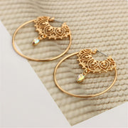 Gold Color Big Circle Round Hoop Earrings