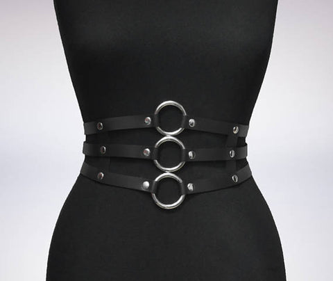 Women Black Leather Waist Belts