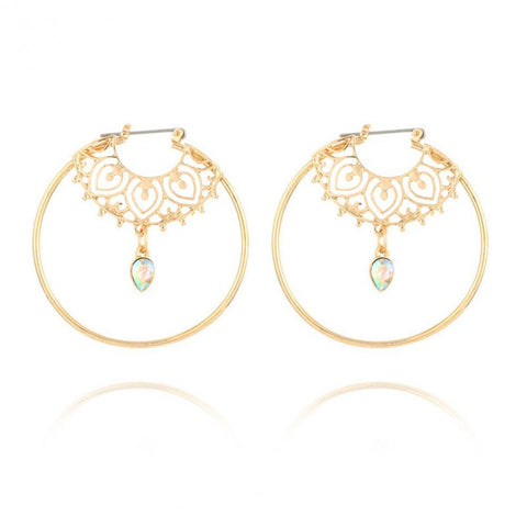 Gold Color Big Circle Round Hoop Earrings