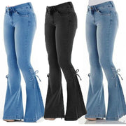 Ladies jeans mid-waisted denim trousers stretch jeans