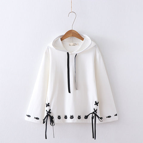 Women's loose hooded sweater