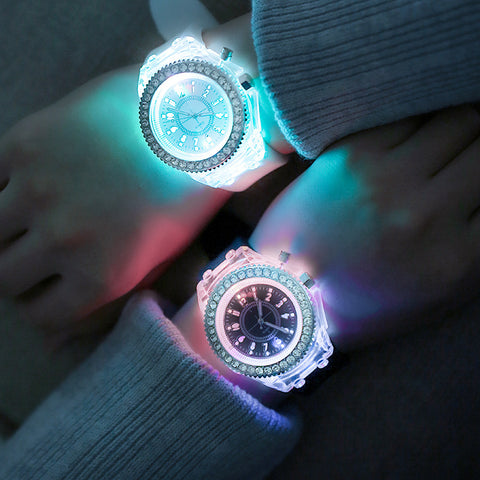 male and female students couple jelly watches