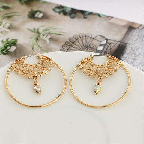 Gold Color Big Circle Round Hoop Earrings