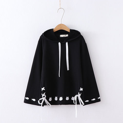 Women's loose hooded sweater