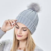 Hats Beanie Hat For Women Faux Fur Pom Pom