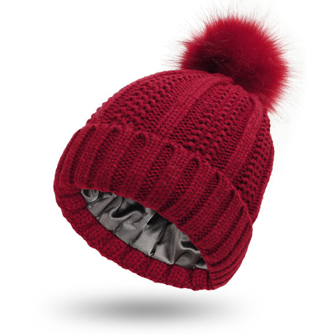 Hats Beanie Hat For Women Faux Fur Pom Pom