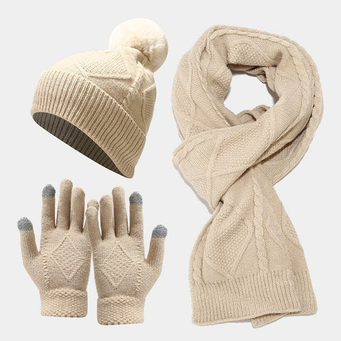 Three Piece Set Of  Hats, Scarves, Gloves