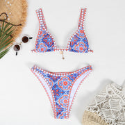 Retro 4-color Printed Women's Swimwear Bikini